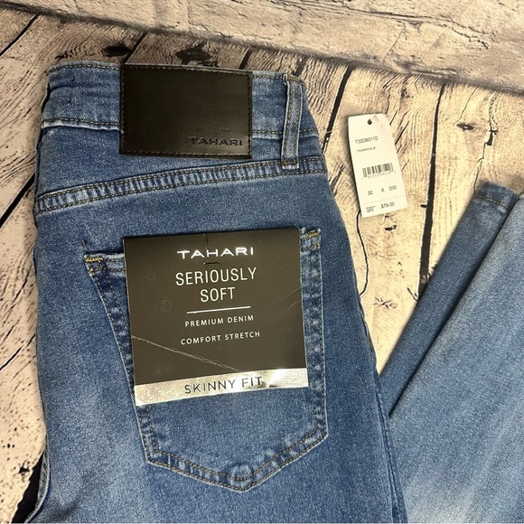 Tahari Jeans Seriously Soft Skinny Blue Thunder W32 L30 Premium Denim Stretch - Picture 2 of 10